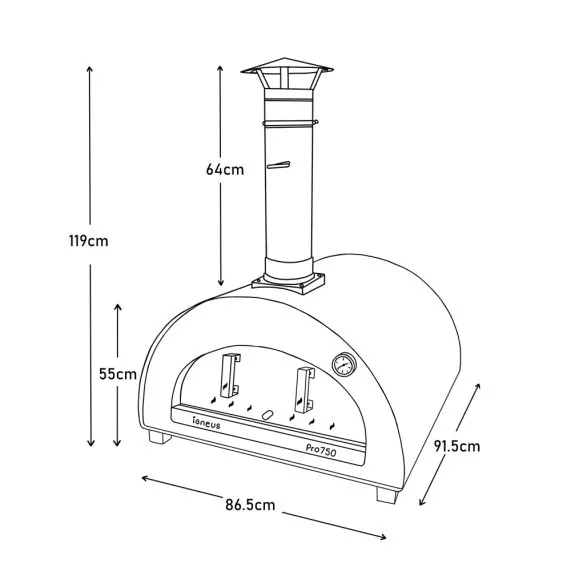 Cuptor pizza pe lemne, 75cm, Igneus Pro 750-Negru — imaginea 5