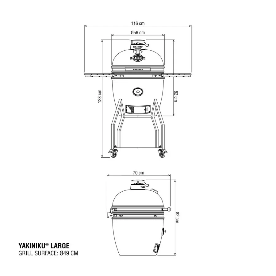 Gratar Kamado 49 cm LARGE cu baza si laterale incluse, Yakiniku — imaginea 10