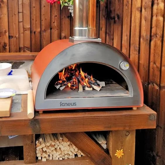 Cuptor pizza pe lemne, 60cm, Igneus Classico-Rosu — imaginea 2