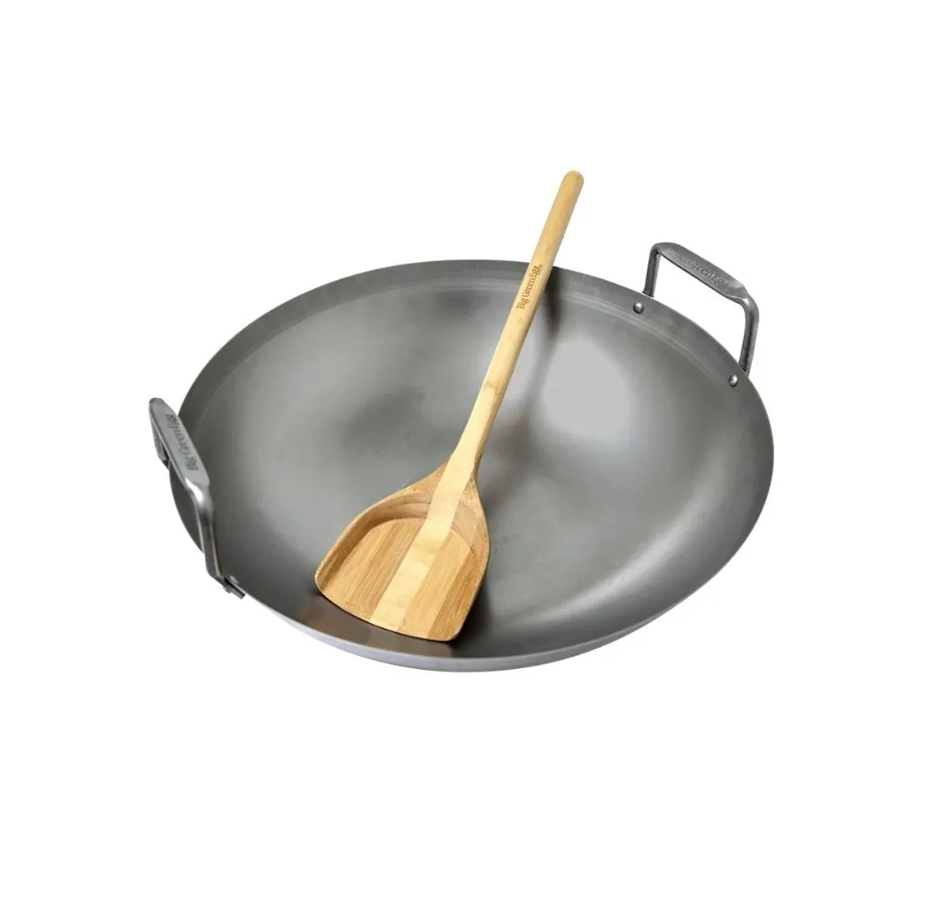 Wok din otel cu spatula de bambus, Big Green Egg