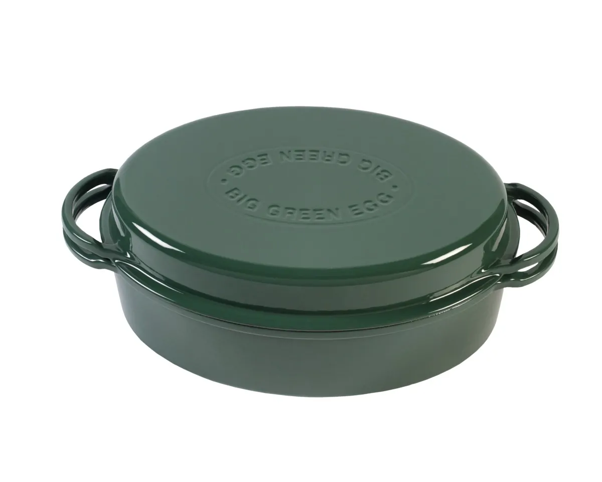 Oala ovala din fonta emailata cu capac, Mare, Big Green Egg — imaginea 2