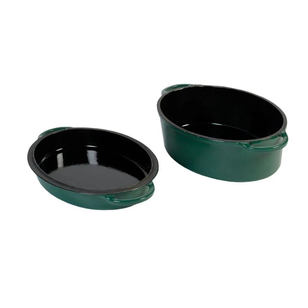 Oala ovala din fonta emailata cu capac, Mare, Big Green Egg