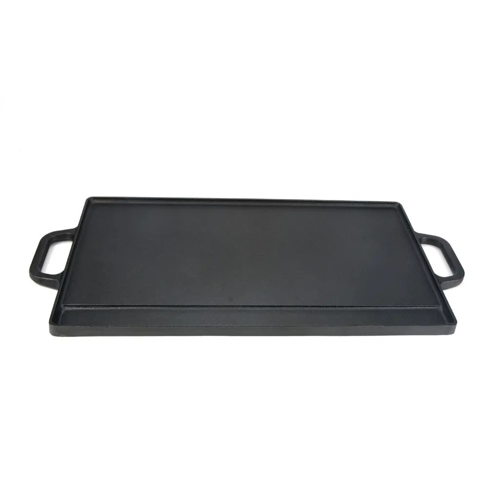 Placă din fontă cu două fețe și mâner, Reversible Grill Griddle with handles, 50×23,5 cm, Milestone66 — imaginea 2