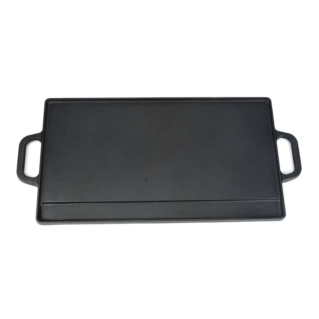 Placă din fontă cu două fețe și mâner, Reversible Grill Griddle with handles, 50×23,5 cm, Milestone66 — imaginea 3