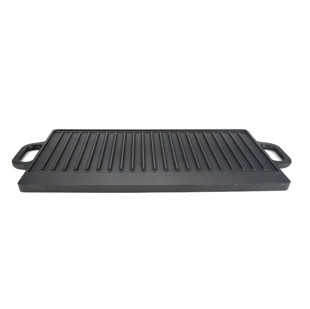 Placă din fontă cu două fețe și mâner, Reversible Grill Griddle with handles, 50×23,5 cm, Milestone66 — imaginea 4
