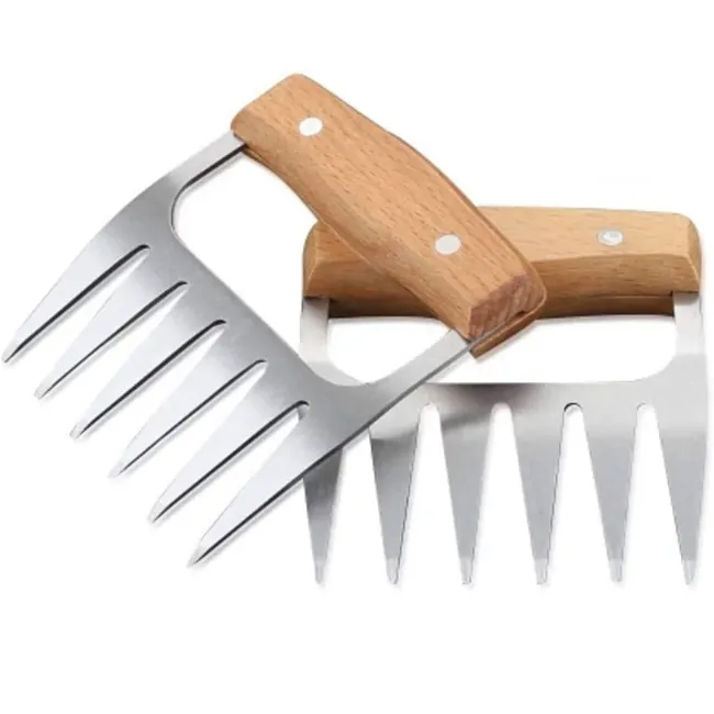 Set 2 bucati de gheare pentru carne cu mâner din lemn, Angeloff — imaginea 2