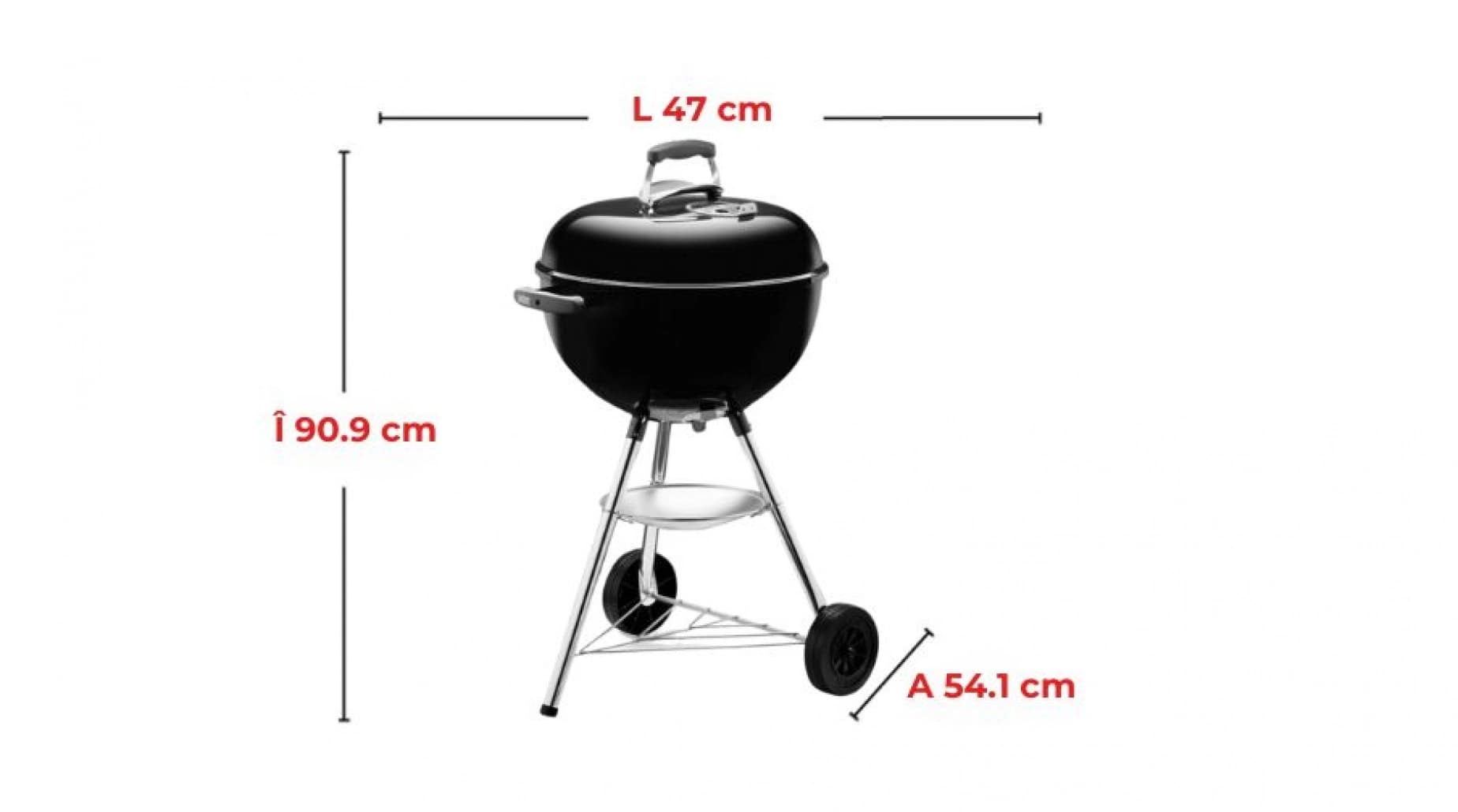 Grătar pe cărbuni, Bar-B-Kettle, 47 cm, Negru, Weber — imaginea 5