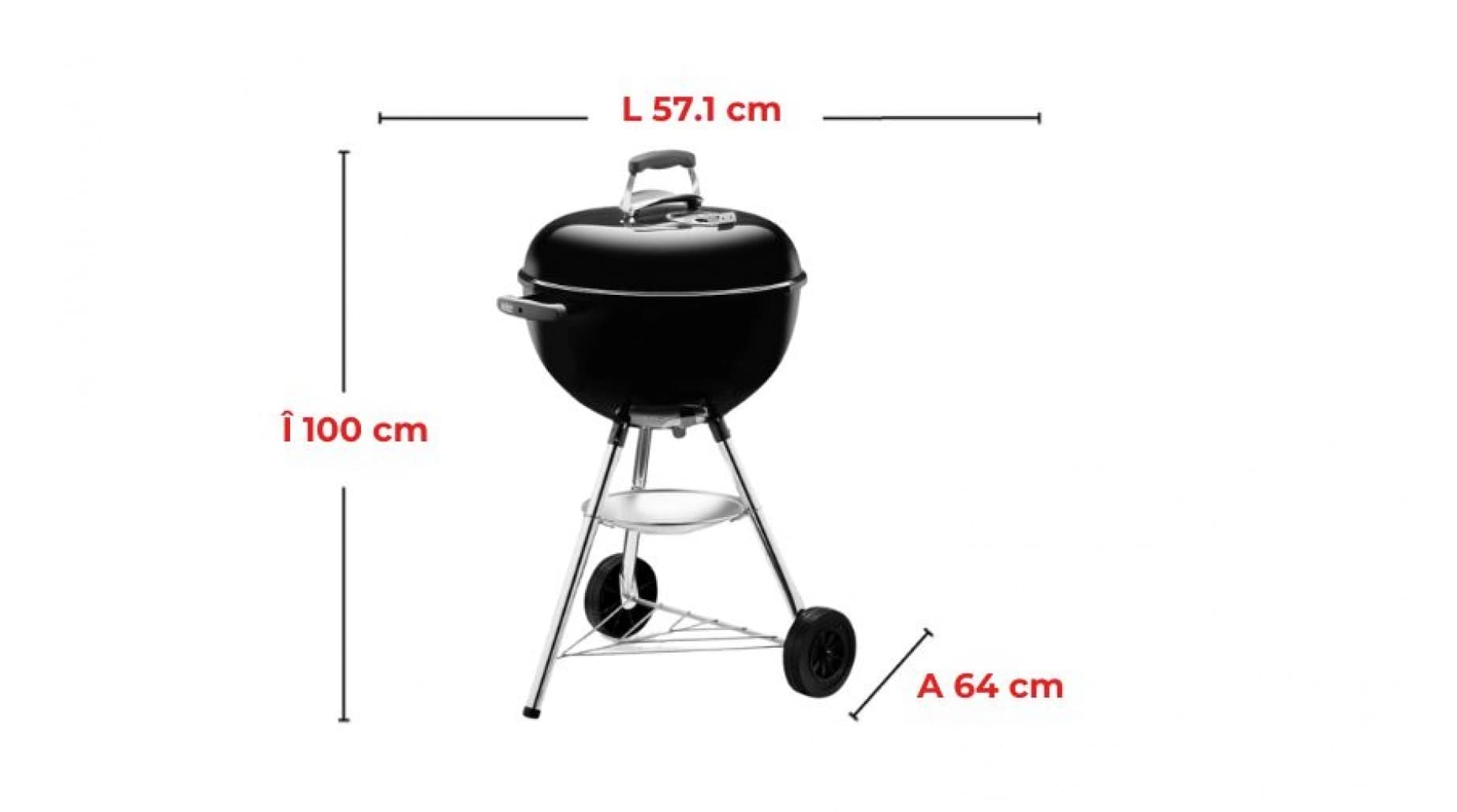 Grătar pe cărbuni, Bar-B-Kettle, 57 cm, Negru, Weber — imaginea 5