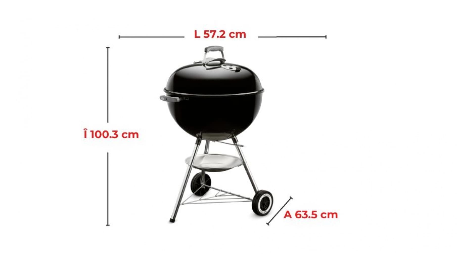 Grătar pe cărbuni Classic, Kettle, 57 cm, Negru, Weber — imaginea 4