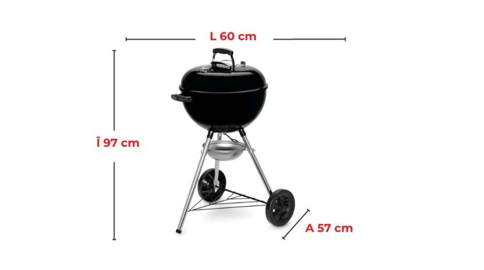 Grătar pe cărbuni, Original, Kettle, E-4710, Negru, Weber — imaginea 4