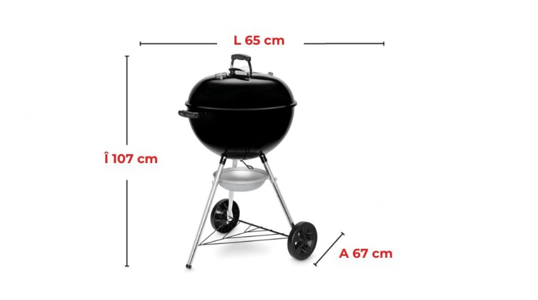 Grătar pe cărbuni, Original, Kettle E-5710, Negru, Weber — imaginea 4