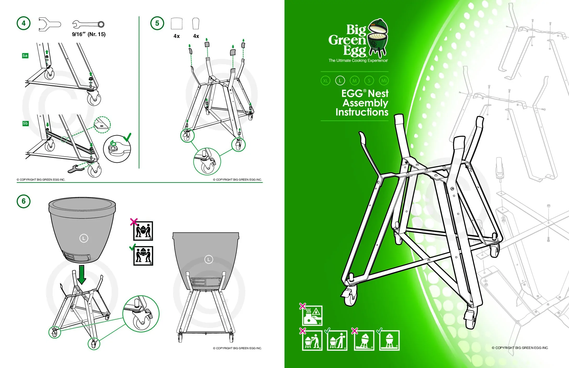 Cuib cu roti, nest, pentru Kamado Large, Big Green Egg — imaginea 4
