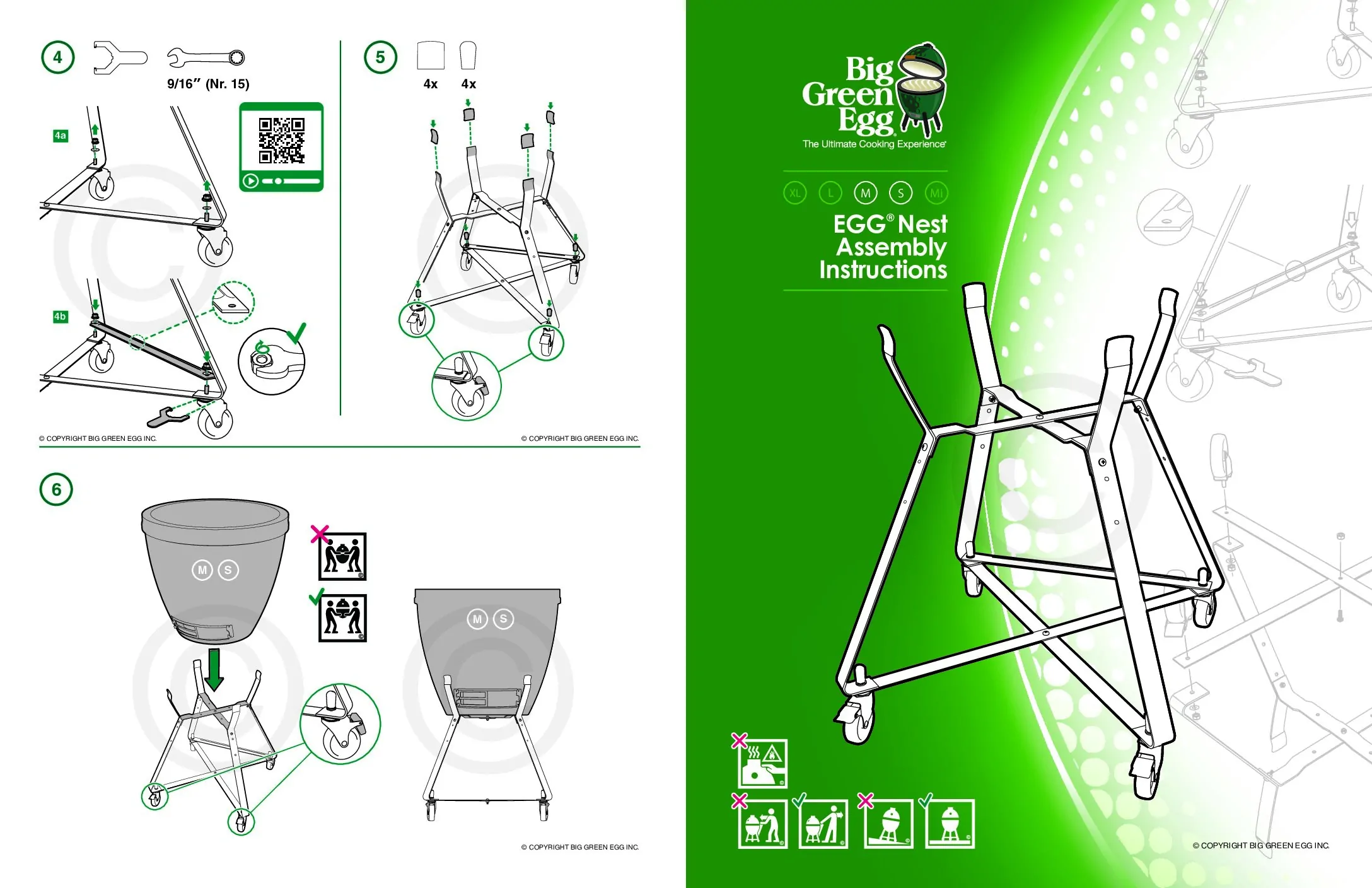 Cuib cu roti, nest, pentru Kamado Medium, Big Green Egg — imaginea 7