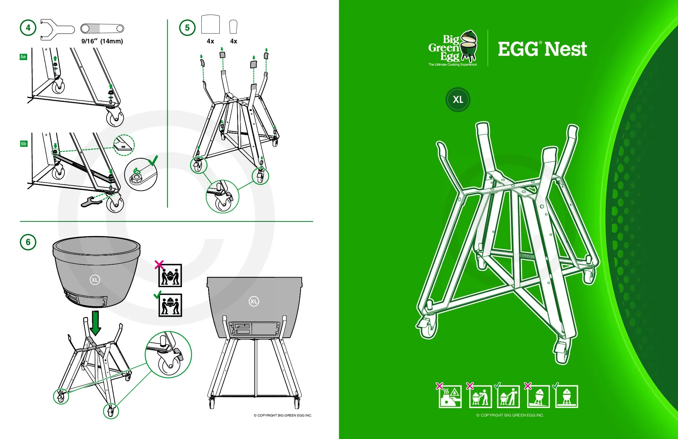 Cuib cu roti, nest, pentru Kamado XLarge, Big Green Egg — imaginea 4