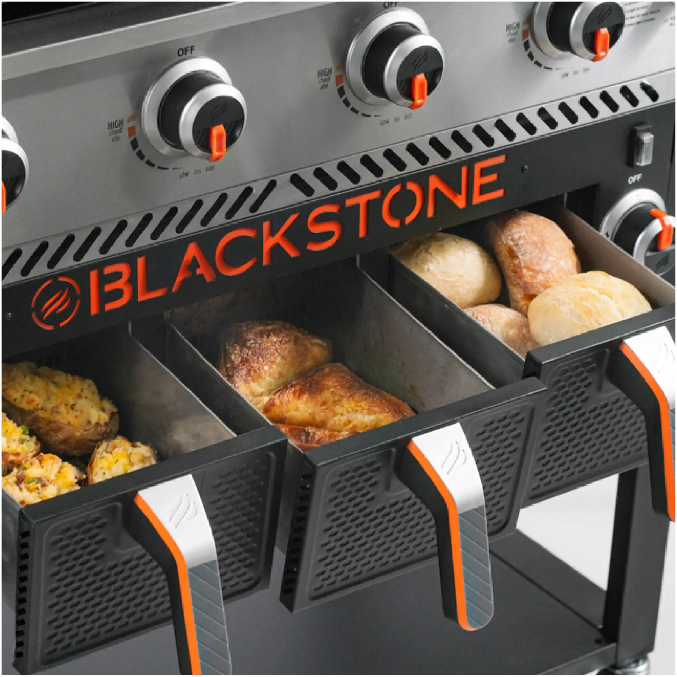 Grătar tip plită pe gaz Blackstone 36" cu air fryer, capac și 4 arzătoare - husă pentru grătar + husă pentru butelie CADOU — imaginea 4