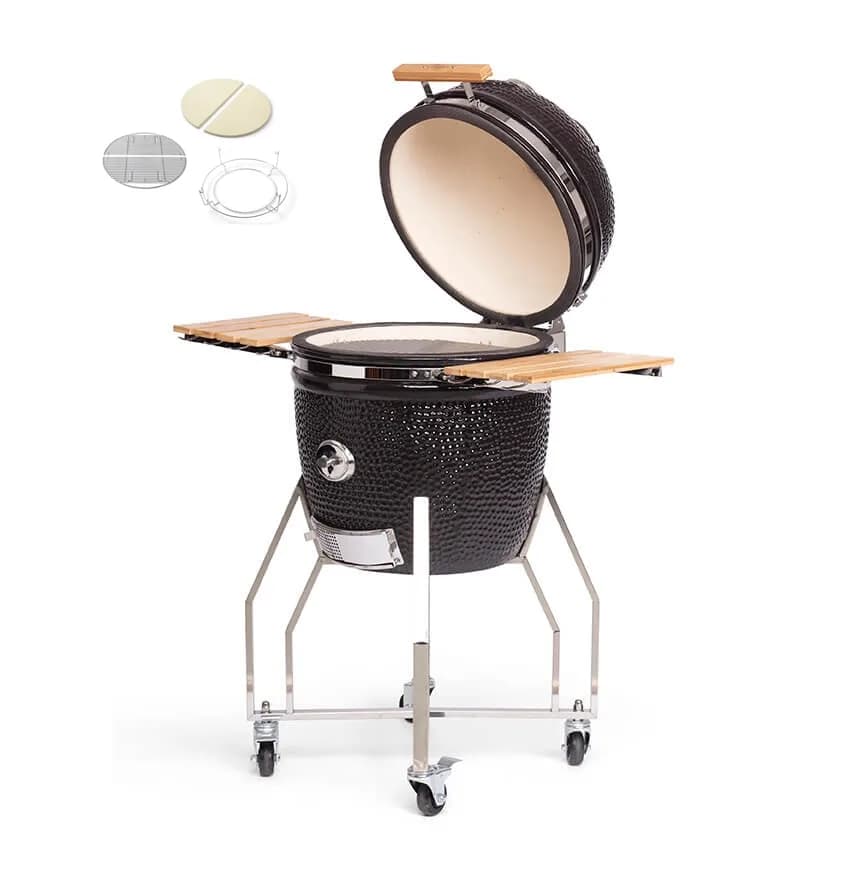 Gratar Kamado 49 cm LARGE cu baza, laterale incluse si PRO set, Yakiniku