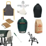 Pachet pro la gratar ceramic Kamado Big Green Egg Large cu sort husa deflector masute suport cu roti suport accesorii tija si carbuni premium