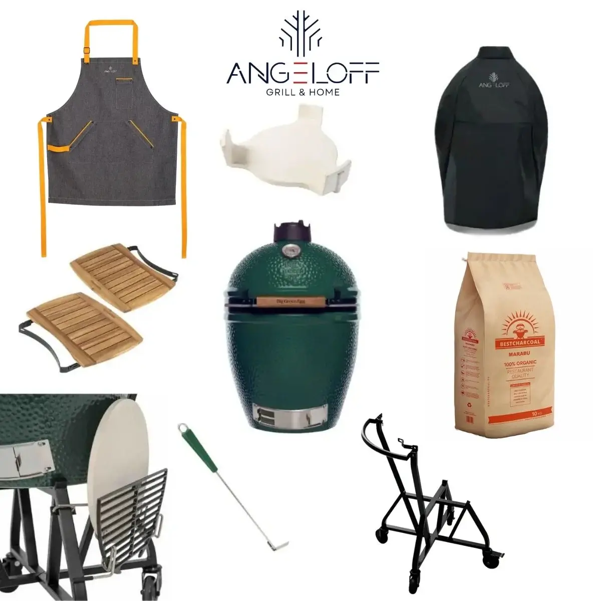 Pachet pro la gratar ceramic Kamado Big Green Egg Large cu sort husa deflector masute suport cu roti suport accesorii tija si carbuni premium Pachet pro la gratar ceramic Kamado Big Green Egg Large cu sort husa deflector masute suport cu roti suport accesorii tija si carbuni premium