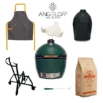 Pachet starter la gratar ceramic Kamado Big Green Egg XLarge cu sort husa deflector suport cu roti tija si carbuni premium