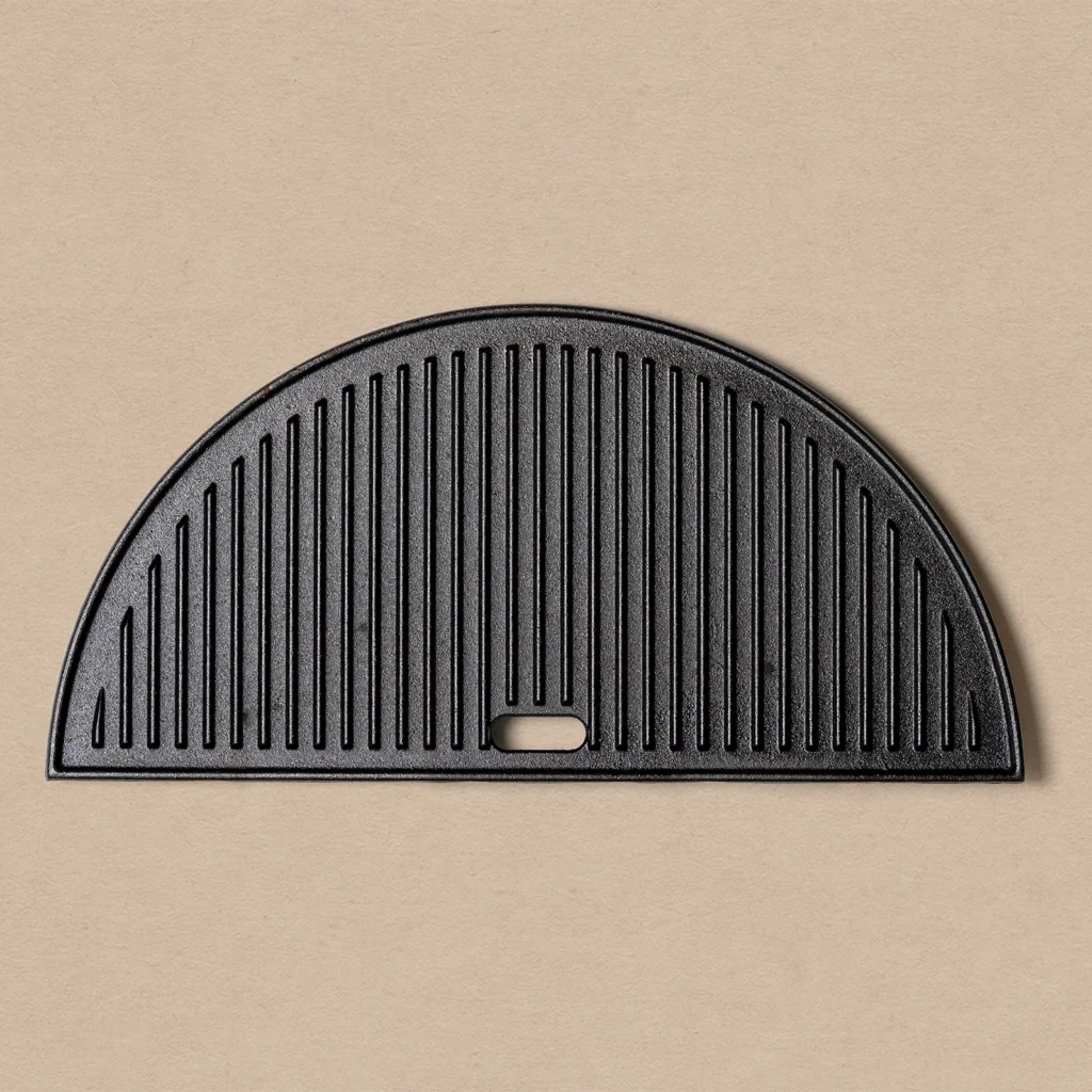 Grilă din fontă semilună reversibilă pentru grill și BBQ, accesoriu compatibil pentru grătarele ceramice Kamado Large
