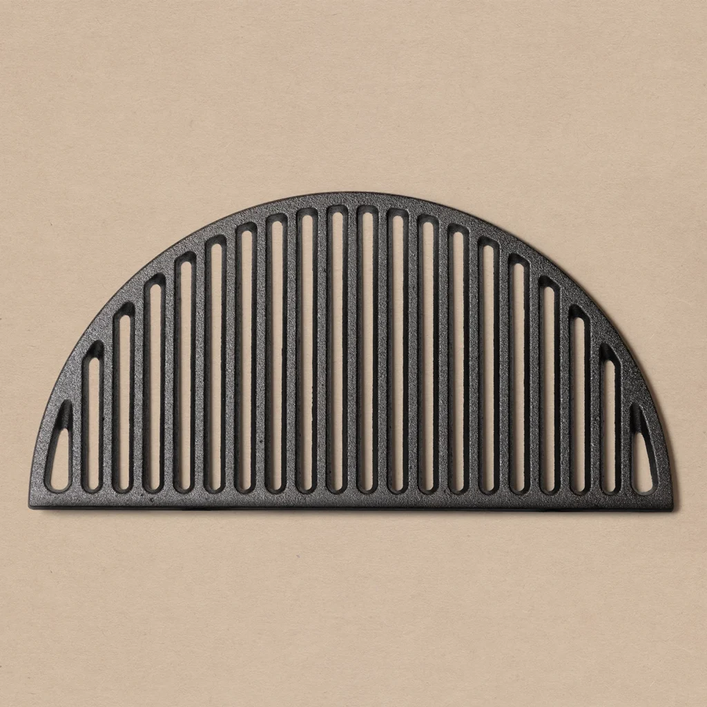 Grilă din fontă semilună pentru BBQ și grill, accesoriu compatibil pentru grătarele ceramice Kamado Large