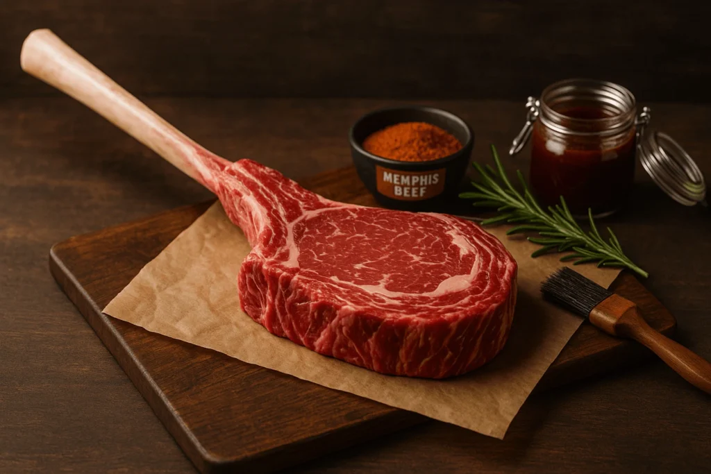 Tomahawk steak condiment si sos BBQ Memphis
