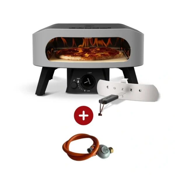 Cuptor pizza pe gaz Classic 34 cm cu piatra pizza integrata si regulator