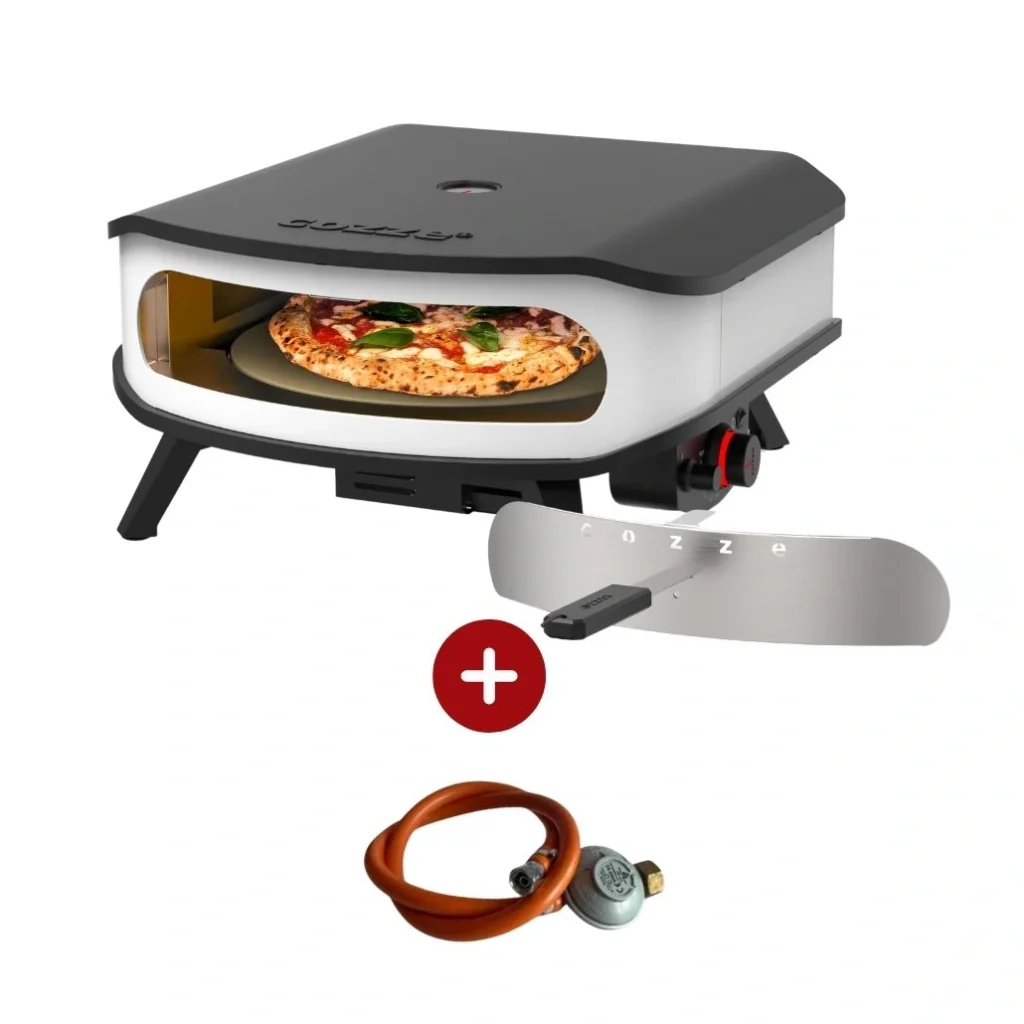 Cuptor pizza pe gaz Cozze 42,5 cm cu piatra rotativa, lumina led si regulator