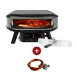 Cuptor pizza pe gaz Cozze Premium de 42,5 cm cu piatra rotativa termometru digital lumina led si regulator inclus