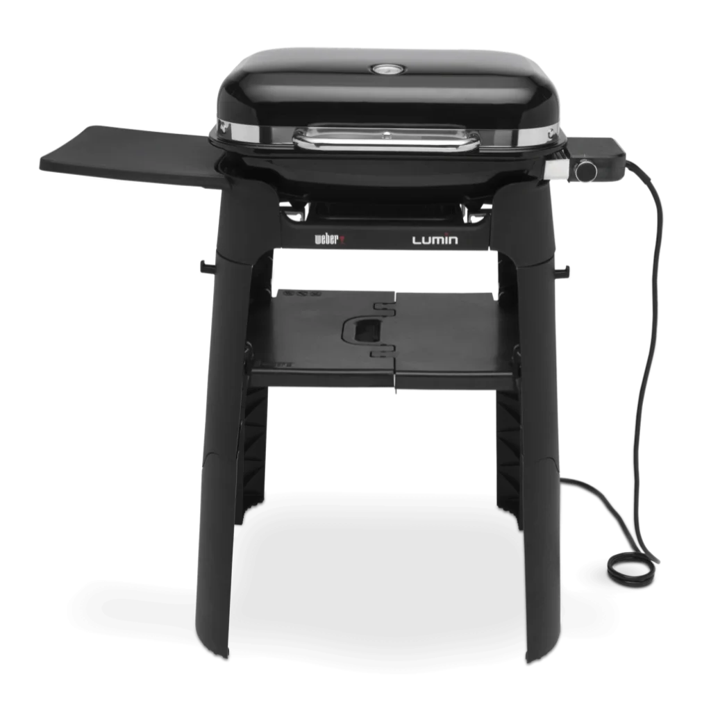 Gratar electric Lumin cu suport negru Weber ideal pentru balcoane si terase