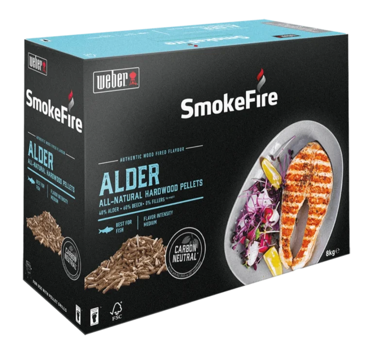 Peleti din lemn de arin Weber SmokeFire Arin de 8 kg ideal pentru gratar pe peleti