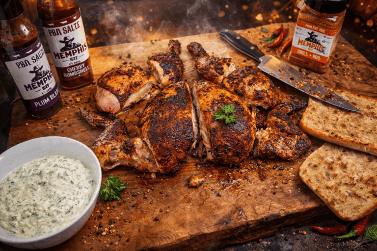 Pui întreg BBQ (Spatchcock Chicken)