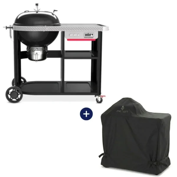 Gratar pe carbuni Weber Performer Premium 57 cm cu masa laterala extensibila si husa de protectie cadou