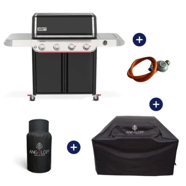 Gratar pe gaz Genesis E-425 W Weber cu husa de protectie pentru gratar si husa de butelie plus un regulator de gaz incluse