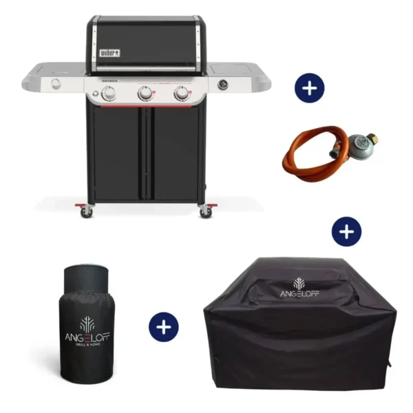 Gratar pe gaz Weber Genesis E-335 W cu husa de protectie pentru gratar si husa de butelie plus un regulator de gaz incluse