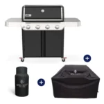 Gratar pe gaz Weber Genesis E-415 cu husa de protectie pentru gratar si husa de butelie inclusa