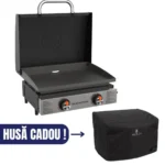 Gratar gradina pe gaz plancha de 22 inch cu capac Blackstone cu husa de protectie premium cadou