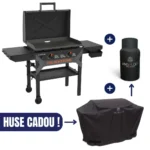 Gratar gradina pe gaz plancha de 28 inch Iron Forged Blackstone cu husa de protectie premium si husa butelie cadou